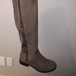 Over the knee suede brown boots